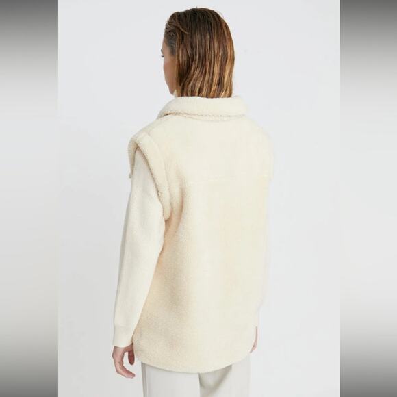 deluc motorhead ivory off white cozy sherpa knit combo shacket jacket coat small - Picture 2 of 8